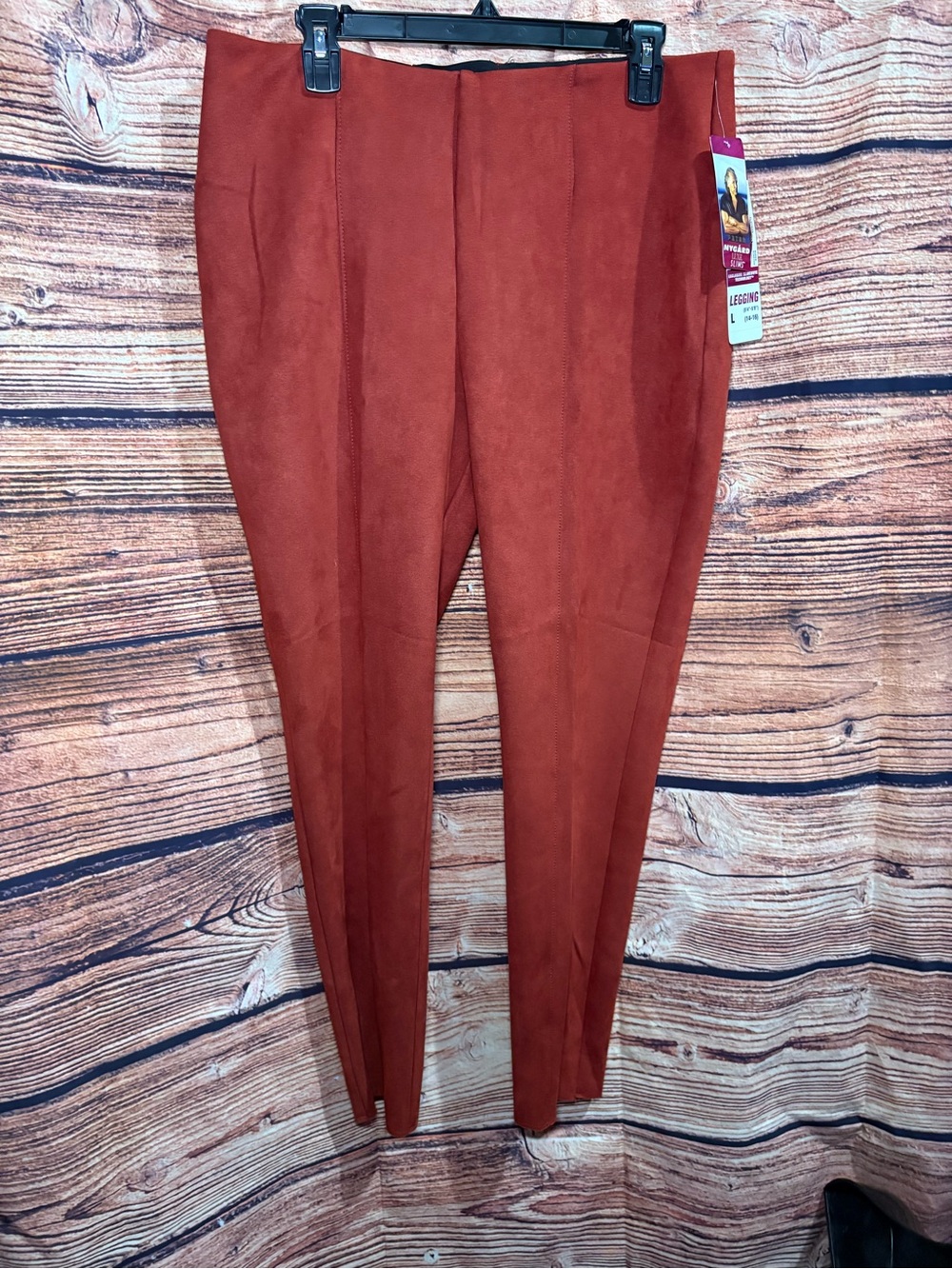 Peter Nygard Rust-Red Faux Suede Leggings